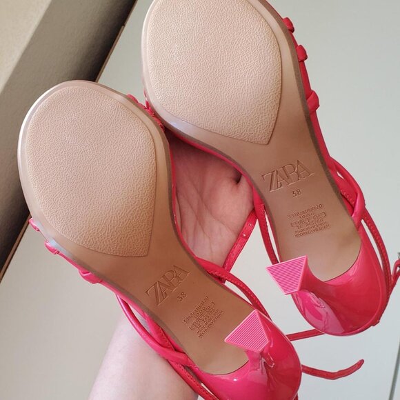 Zara High Heeled Strap Sandals in Watermelon size 38 EU / 7.5-8 US - Picture 10 of 10